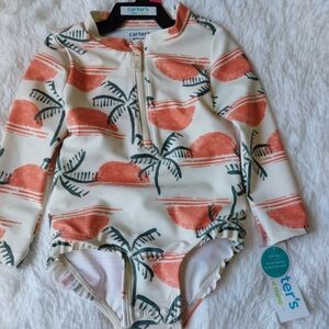 Carter's Cream and Orange Palm Rashguard
